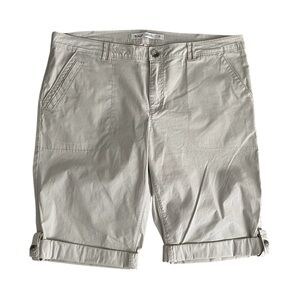 WOOLRICH Cotton Spandex Rolled Hem Long Chino Shorts Khaki Tan 12